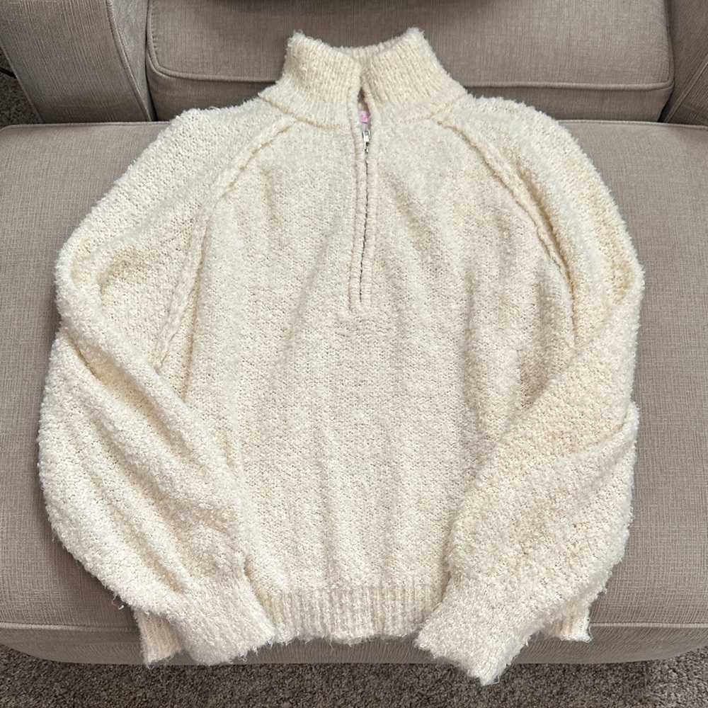 Pink Lily Cream Textured Sweater